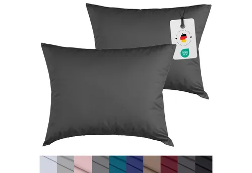 Carpe Sonno Kissenbezug 40x40 40x80 80x80 80x40 2er Set Kissenhülle Mikrofaser Kissenbezug, (2 Stück), Kopfkissenbezug 40 x 40 cm, Uni Anthrazit einfarbig