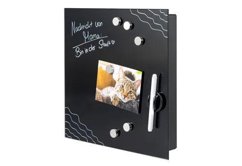 bremermann Schlüsselkasten XL in Schwarz, 13 Haken, 6 Magnete, 2 Marker, 1x Halter