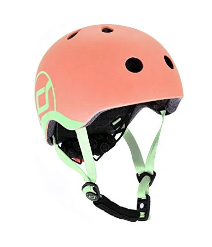 Scoot and Ride Kinderhelm XXS - S Peach - Fahrradhelm mit LED Licht für optimale Sicherheit, innovativem Magnetverschluss und verstellbarer Größe – ideal für die Kleinsten.