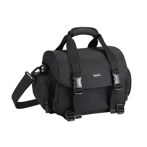 Amazon Basics Schultertasche für SLR-Kamera, Groß, Schwarz/Orange