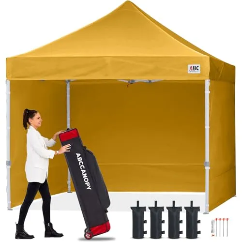 ABCCANOPY Pop-Up-Pavillon mit Seitenwänden und Türwand, kommerzielle Unterstände, bietet sofort Schatten und hält Regen ab, verbesserte Rolltasche, 4 Gewichtssäcke, Heringe und Seile als Bonus