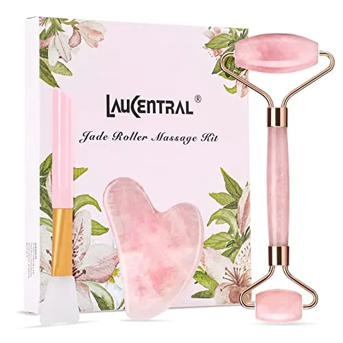Roller & Gua Sha Set aus Rosenquarz – Effektive Gesichtsmassage - Erleben Sie die Vorteile einer entspannenden Gesichtsmassage mit unserem tragbaren Roller & Gua Sha Set aus Rosenquarz. Ideal für die tägliche Pflege von Gesicht, Augen und Hals.