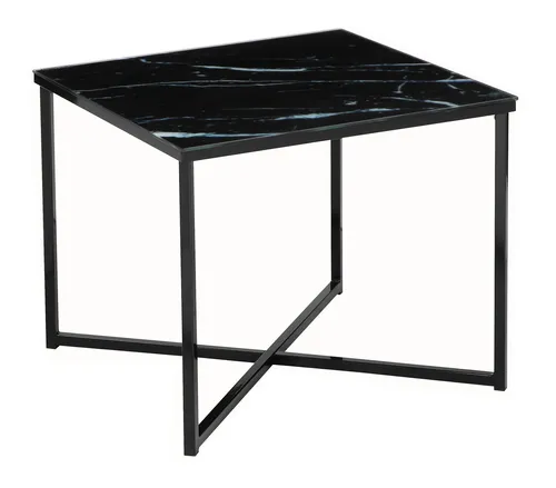 SalesFever Beistelltisch quadratisch | Marmor-Optik Glasplatte | Metallgestell | B 50 x T 50 x H 42 cm - Eleganter Couchtisch mit stilvoller Marmor-Optik und robustem Metallgestell, ideal für moderne Wohnräume und vielseitig kombinierbar.