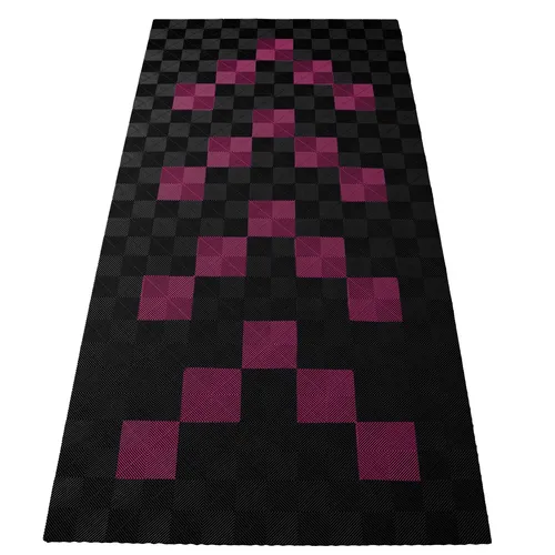 RAMROXX Performance Bodenfliesen Garagenboden Set 2,8mx5,6m Schwarz Pink - Robuste Kunststoffbodenfliesen für Garagen, vielseitig einsetzbar und pflegeleicht, ideal für individuelle Gestaltung.