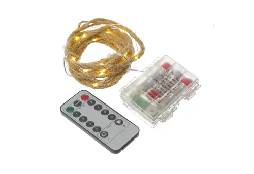 MARELIDA LED-Lichterkette Seil Jute maritime Deko Kordel Tau 40LED 2m Timer 8 Funktionen outdoor, 40-flammig