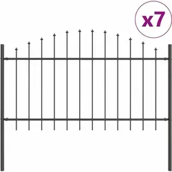 vidaXL Gartenzaun Grau 1190 x 100 cm - Gartenzäune, langlebig aus pulverbeschichtetem Stahl, wetterfest und wasserabweisend – ideal für Gärten und Terrassen!