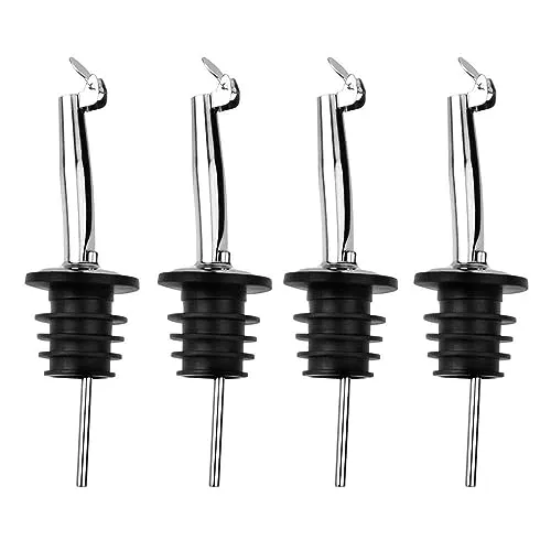 Wellehomi Flaschenausgießer, 4 Stück Weinausgießer, Ausguss für Wein Schnaps Olivenöl Kaffee Sirup Essig Flaschen Kunststoffkorken Öl-Ausgießer ideal für Cocktails, Partys, Shots und Bars, Schwarz