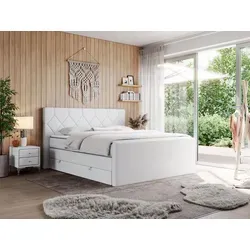 MKS Boxspringbett 120x200 cm - Weiß, Textil, 2-Sitzer - Premium Boxspringbett mit doppeltem Aufbewahrungskasten und MULTIPOCKET-Matratze für optimalen Schlafkomfort. 7 Härtezonen und hochwertige Materialien sorgen für besten Halt und Luftzirkulation.