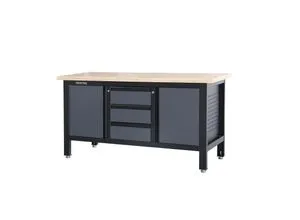 FEISTOS Werkbank Heros 2 mit Lochwand - Anthrazit/Schwarz - Werkbank Heros 2 von FEISTOS, inkl. Lochwand für optimale Aufbewahrung. Robuste Konstruktion und massive Arbeitsplatte, ideal für effizientes Arbeiten in der Werkstatt.