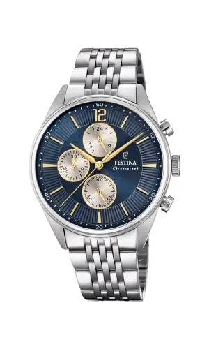 Festina Chronographen Timeless Chronograph Slate Blue - Gold