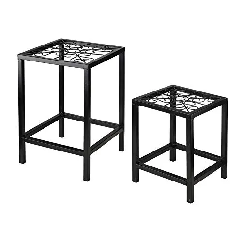 Metall Blumenhocker 2er Set - Beistelltisch für Garten und Innen - Praktisches 2er Set aus pulverbeschichtetem Metall, ideal für Pflanzen oder als Beistelltisch. Robust und stylisch, geeignet für Innen und Außen!