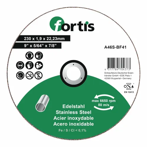 Fortis Trennscheibe Edelstahl 230 x 1,9 mm gerade