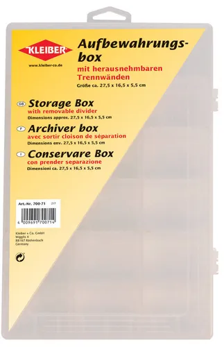 KLEIBER Sortimentskasten 15 Fächer transparent (B)270 x (T)165 x (H)55 mm