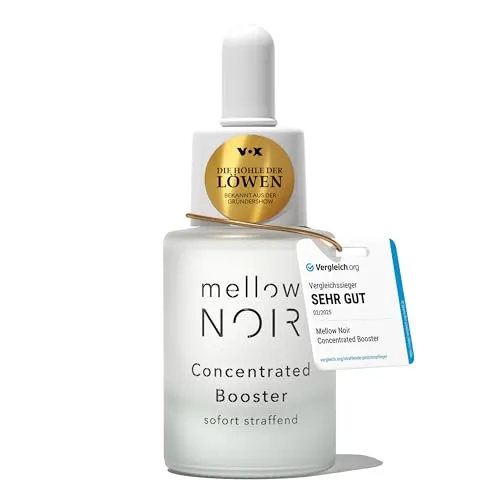 mellow NOIR Concentrated Booster 15ml | SOFORT STRAFFENDES Hyaluron Serum - Seren für die Augen, wirkt sofort straffend gegen Falten, spendet intensive Feuchtigkeit und stärkt die Hautbarriere mit hochwertigen, veganen Inhaltsstoffen.