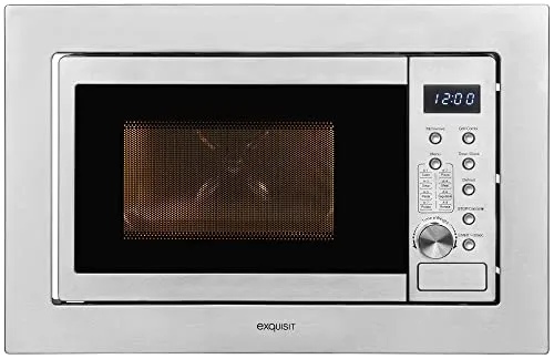 Exquisit Einbaumikrowelle EMW20-DG-020 inox | 800 W Leistung | 1000 W Grill - Mikrowellen: Exquisit EMW20-DG-020 inox mit 1000 W Grill, 8 Autokochprogrammen und elegantem Edelstahl-Design für vielseitige Nutzung und perfekte Grillergebnisse.
