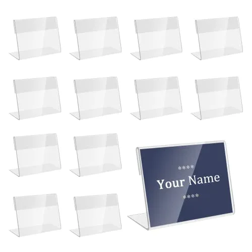 Stück (8 * 5cm) Vertikal Acryl Etikettenhalter Acryl Namenskarten Halter Preisschilder Aufsteller Waren Zeichen Display Halter für Informationsetiketten Visitenkarten Schulen Supermärkte Büros 30
