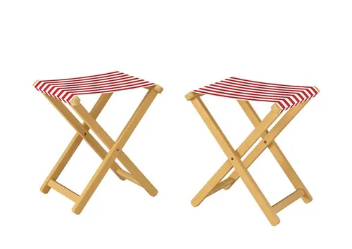 ERST-HOLZ Gartenliege Hocker Klappstuhl Anglerstuhl Buche Massiv Stoff Rot-Weiß Set Wählbar - Camping-Möbel: Kompakter, klappbarer Anglerstuhl aus massivem Buche, ideal für unterwegs, mit platzsparendem Design und wählbaren Sets für jeden Bedarf.