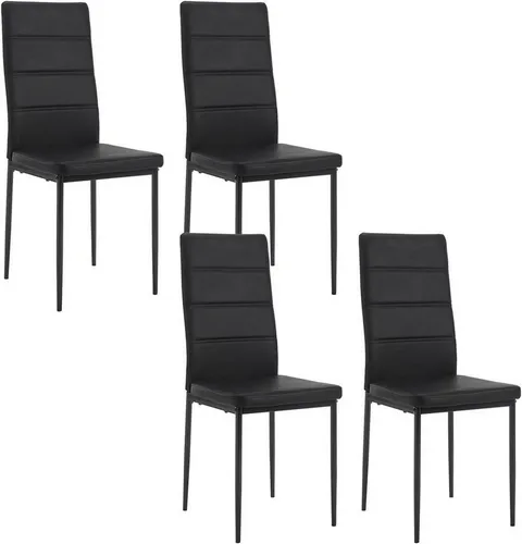 Woltu 4-Fußstuhl mit hoher Rückenlehne in schwarz von WOLTU