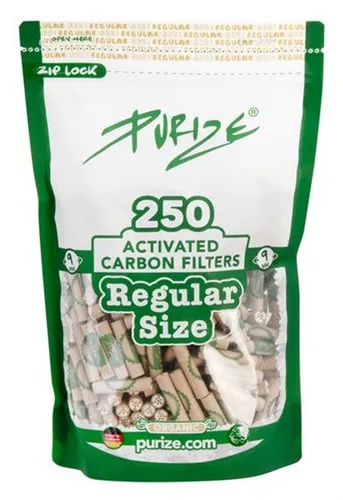 PURIZE ORGANIC Aktivkohlefilter Regular Size 9mm 250 Stück Kokosnuss Tips Filter