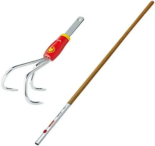 WOLF-Garten Grubber Set mit Holz-Stiel BA-M/ZM 140 - Gartenwerkzeuge, hochwertiger Grubber mit langlebigem Holz-Stiel für müheloses Lockern und Belüften des Bodens.