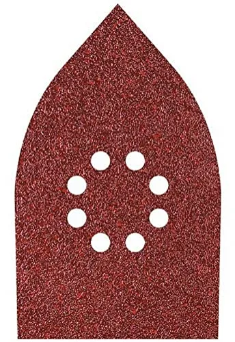 wolfcraft Haft-Schleifblätter-Set für Holz und Metall, 107 x 175 mm I 1755000 I hohe Standzeit I Körnung 80, 120, 240 I für Dreieckschleifer I 10 Stück