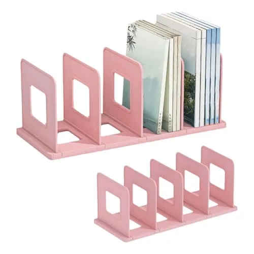 ZHYUAN Schreibtisch-Organizer,DIY Buchablagen,Zeitschriften-Halter,Zeitschriftensammler für Katalog,Stehsammler Archivsammle,DIY Buchablagen mit 4 Fächer,Katalogsammler für Bücher,Buchständer (Rosa)