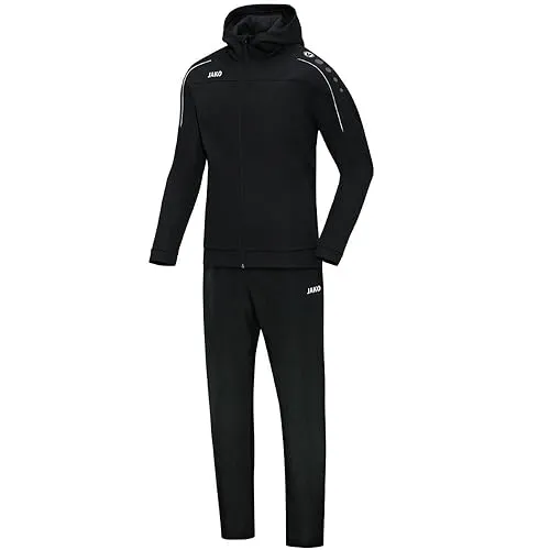 JAKO Kinder Präsentationsanzug Classico mit Kapuze, schwarz, 152, M9650 - Funktionsjacken mit Innenseite aus Micro-Fleece und praktischen Reißverschlusstaschen, ideal für aktive Kinder und Sportler.