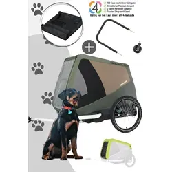 Croozer Dog Tammo Happy Walk mit Regenverdeck & Buggy-Set, Farbe: Moss Green - Der Croozer Dog Tammo Happy Walk ist ideal für große Hunde bis 45 kg. Mit Regenverdeck, Packfach und Buggy-Set bietet er höchsten Komfort und Sicherheit auf jedem Ausflug. Perfekt für entspannte Spaziergänge!