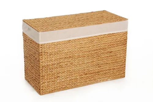 VIVANNO Wäschetruhe DIVIDE aus Wasserhyazinthe - Wäschetruhe in rechteckiger Form, geflochten aus natürlicher Wasserhyazinthe, bietet 182 l Stauraum und bringt Ordnung in Ihr Zuhause.