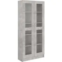 vidaXL Vitrinenschrank Betongrau 82,5x30,5x185,5 cm - Drohnen-Zubehör: Robuster Vitrinenschrank mit 5 Fächern für optimale Aufbewahrung von Geräten und Zubehör, ideal für stilvolle Wohnräume.