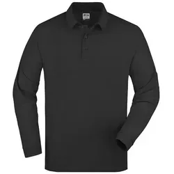 Klassisches Langarm Polo schwarz, Gr. XXL - Arbeits- & Schutzkleidung aus gekämmter, ringgesponnener Baumwolle, mit robustem Polokragen und Doppelnähten für hohe Strapazierfähigkeit.