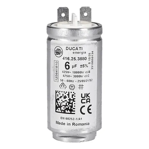 AEG Zanker Zanussi Juno Kondensator 6µF 425/475V - Hochwertiger Kondensator für zuverlässige Leistung in elektrischen Geräten, ideal als Ersatzteil für verschiedene Anwendungen.