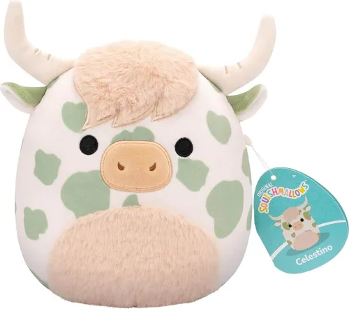 Squishmallows SQCR06578 - Celestino die Hochlandkuh 19 cm, superweiches Kuscheltier für endlosen Spielspaß und gemütliche Reisen