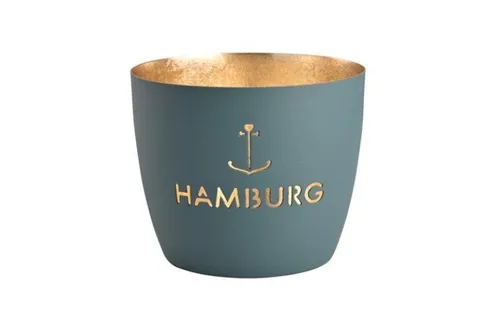 Giftcompany Windlicht Windlicht Madras Hamburg Anker Windsor Blue Gold