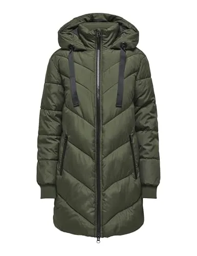 Produktbild JDY Damen Steppjacke JDYSkylar Padded gesteppter Parka mit Kapuze 15207784 Forest Night/Black XS