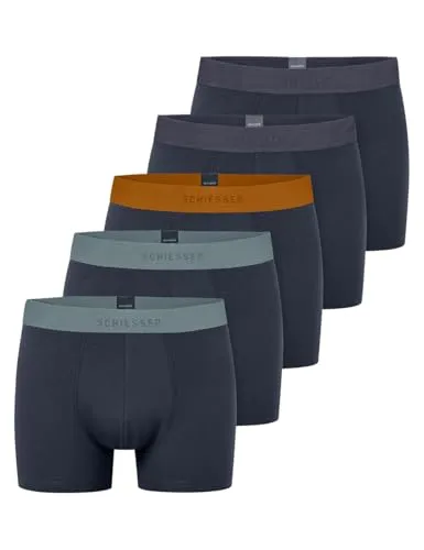 Schiesser Herren 5 Pack Bio Baumwolle Boxershorts - Herren-Boxershorts aus 95% Bio Baumwolle, nachhaltig und bequem für den täglichen Gebrauch.