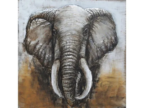 3D-Metallbild Elefant 100x100cm - Handgefertigte Wandkunst - Sonstige Wanddekoration: Einzigartiges 3D-Metallbild mit beeindruckendem Elefantenmotiv, handgefertigt für optische Tiefe und besondere Akzente in jedem Raum.