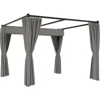 Furnicato Pergola 3 X 3 M Freistehend Terrassenüberdachung Mit Schiebedach 4 Seitenwände Uv-beständig Hellgrau