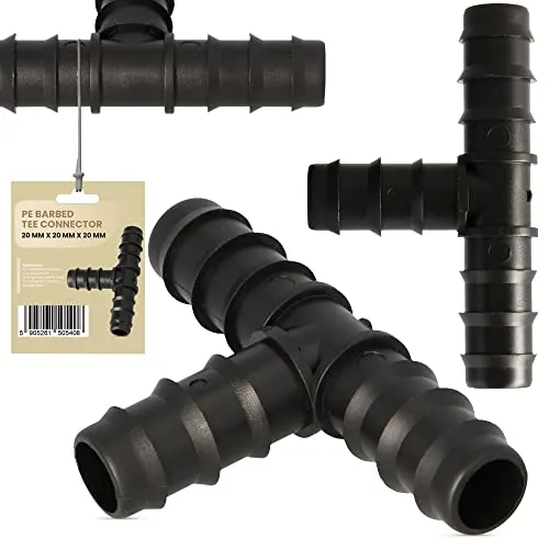 PE-Rohr T-Stück 20x20x20 T-Verbinder Tropfschlauch Wasser Kupplung Bewässerungssystem Schlauchverlängerung Fitting Für Tropfschlauch Perlschlauch Schläuche Wasserrohr Verbinder Garten Wasserleitung