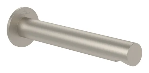 Villeroy & Boch Loop & Friends Badewannenauslauf - Brushed Nickel Matt - Eleganter Badewannenauslauf für Wandmontage, hochwertiges Design und langlebige Oberfläche für ein modernes Badezimmer.