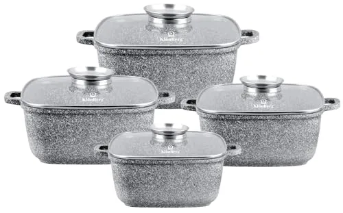 KlönBerg 8-tlg Antihaft-Topfset mit Deckel, Bratpfanne, Induktion KB3958 GRAU