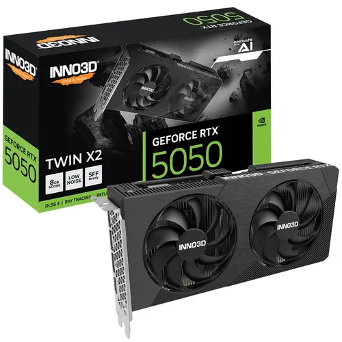 Inno3D GeForce RTX 5050 Twin X2 - 8GB GDDR6 Grafikkarte - Grafikkarte für modernes Gaming und kreative Anwendungen, mit 2560 CUDA-Kernen und 8GB GDDR6, kompakte Bauweise und leiser Kühler für optimale Leistung.