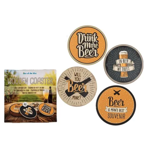 BIERDECKEL UNTERSETZER BEER BIER THEMA 4 STÜCK 10 CM NEU OVP