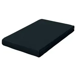 Schlafgut Spannbetttuch Pure, Schwarz, 90-100x190-220 cm - Bettlaken aus hochwertigem Mischgewebe, bügelfrei und atmungsaktiv, ideal für Allergiker, pflegeleicht bis 60°C, sorgt für einen eleganten Schlafkomfort.