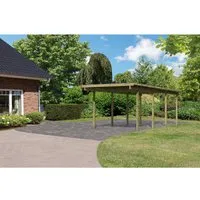Karibu Einzelcarport Eco - Robuster Nadelholz-Carport für optimale Fahrzeugunterstellung, wetterfestes PVC-Dach schützt vor Hagel und Regen, ideal für verschiedene Witterungsbedingungen