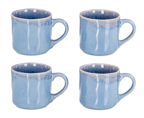 Levandeo® Becher, 4er Set Steingut Becher 350ml Tasse Blau Kaffeepott Tasse Modern
