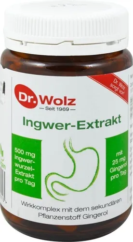 Ingwer Extrakt Dr.wolz Kapseln 120 St - rezeptfreies pflanzliches Ergänzungsmittel, unterstützt das Wohlbefinden und die Verdauung