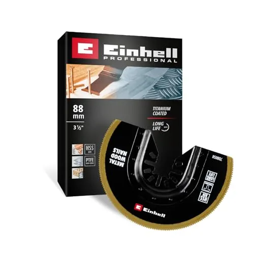 Original Einhell Bi-Metall Tauchsägeblatt Titanbeschichtet (Ø 88 mm Breite, PTFE-Finishing, Metallverzahnung, Schnellwechselfunktion, geeignet für Multitools)