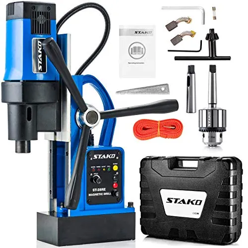 STAKO ST-28RE Max. Ø 80 mm Magnetbohrmaschine 1800 W mit Koffer – Magnetkraft 16500 N – tragbare Kernbohrmaschine für Metallbearbeitung mit Bohrfutter – Set 1