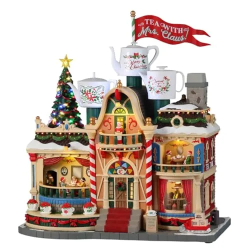 Lemax 35018-UK Santa's Wonderland - Tea with Mrs. Claus, faszinierende Sights & Sounds Figur für festliche Dekoration